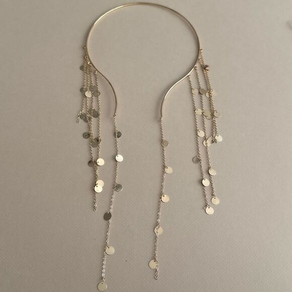 Elegant Gold Disc Necklace S1271 - Picture 2 of 3